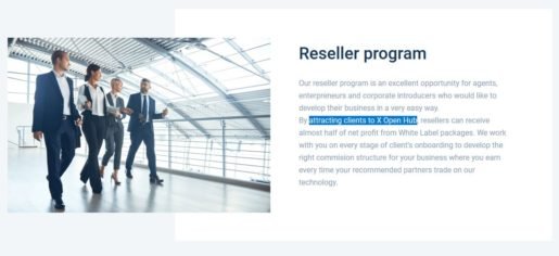 Our reseller program is an excellent opportunity for agents, enterpreneurs and corporate introducers who would like to develop their business in a very easy way. 