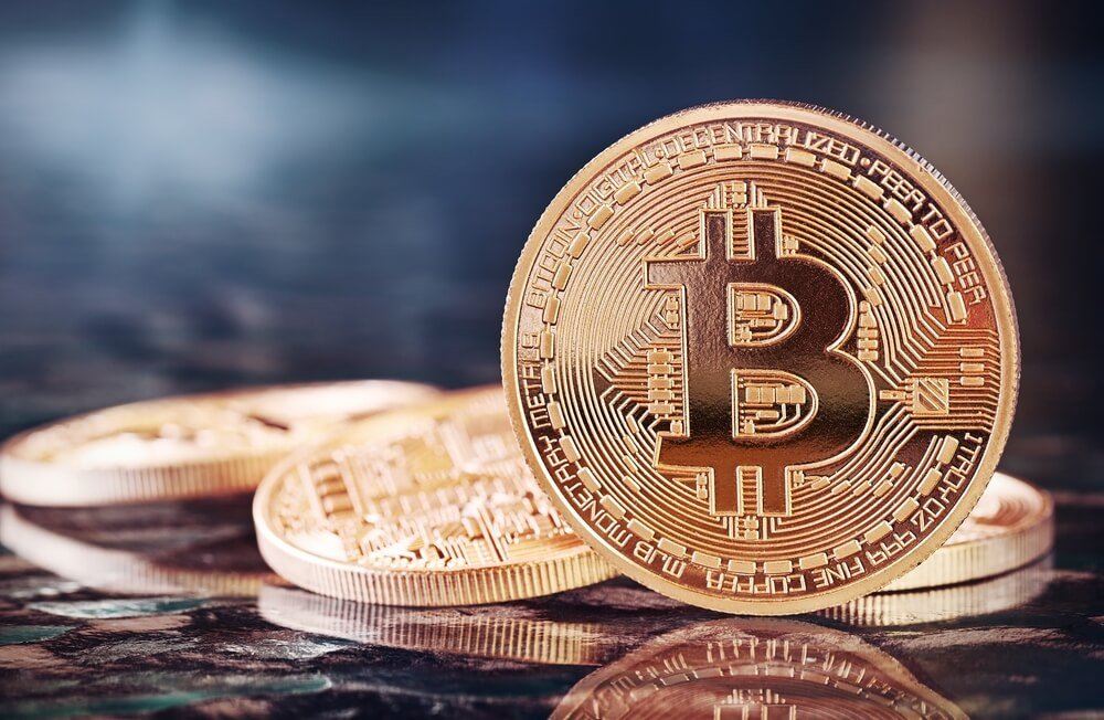 Photo of Golden Bitcoins.