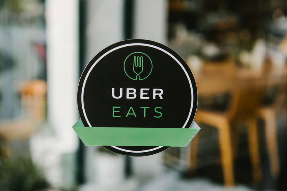 Uber eats sign in local restaurant.