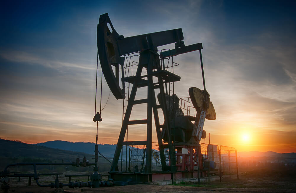 Oil pumps on sunset.