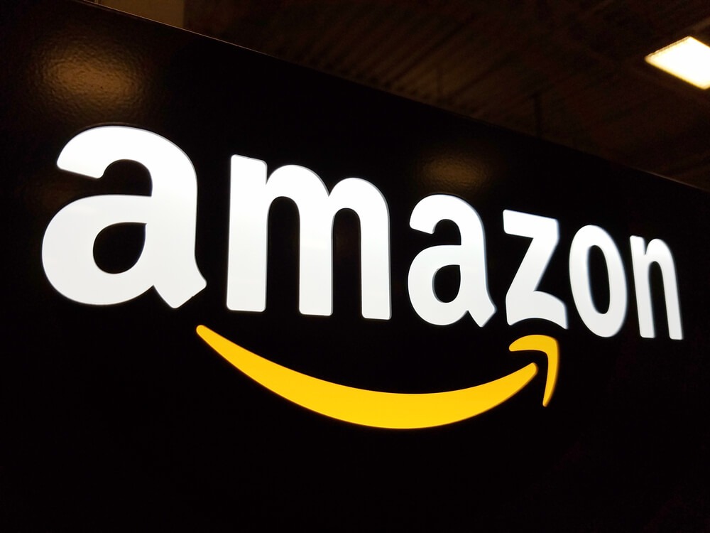 Amazon logo with black background.