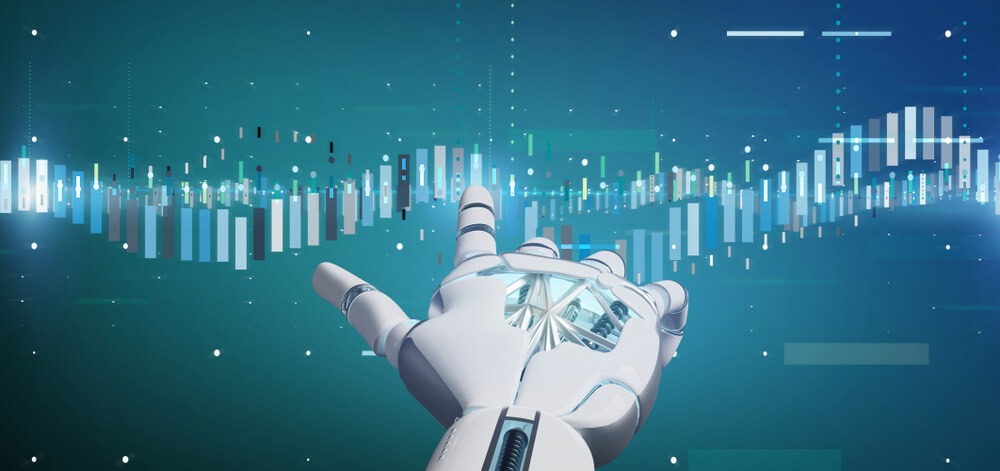 Robot trading on stock market. 