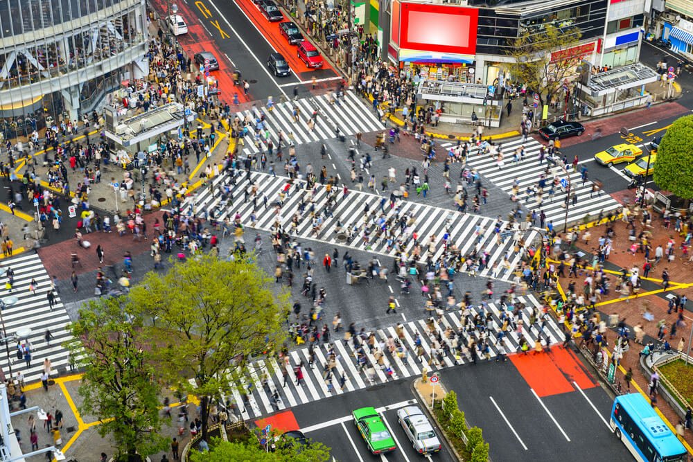 Japan: Tokyo, Japan view of Shibuya Crossing