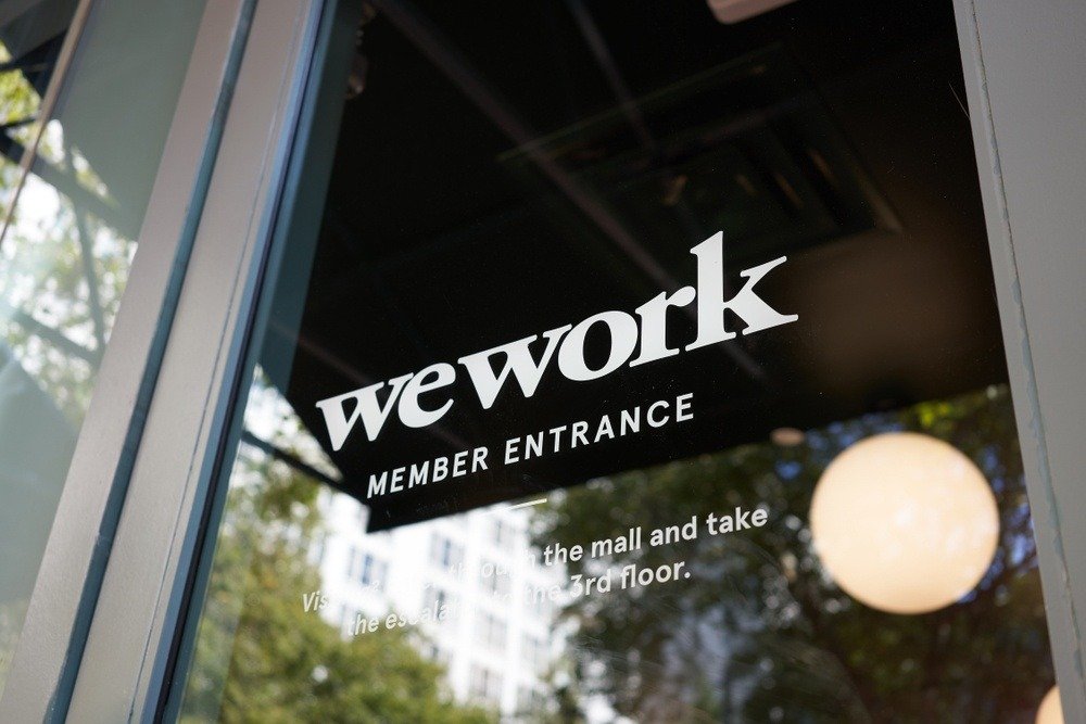 WeWork sign in front of the building