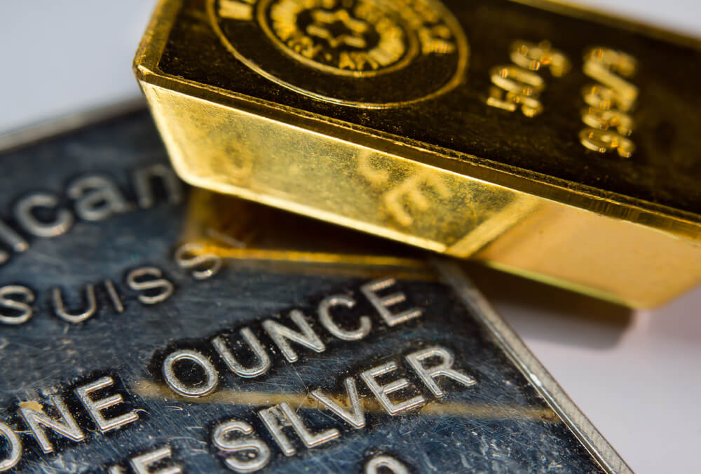 Gold and Silver bullion close up