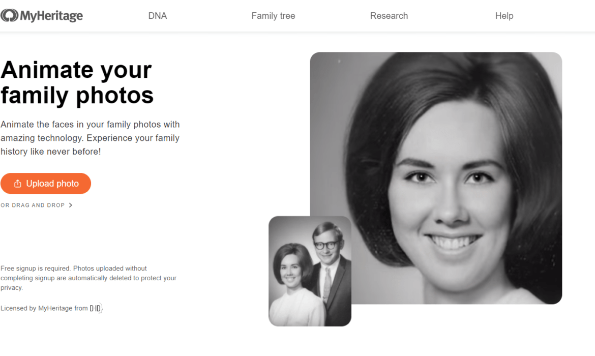 MyHeritage created AI tool to reanimate old family photos