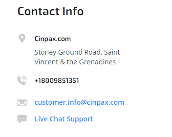 Cinpax contact info