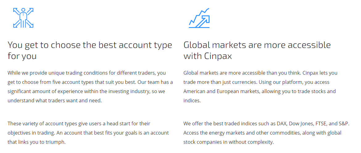 Cinpax: you get to choose the ebst account type for you