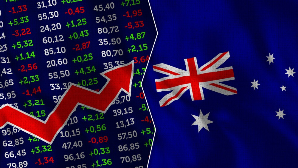 Finance, Stock Market, Stock Exchange with Australia flag