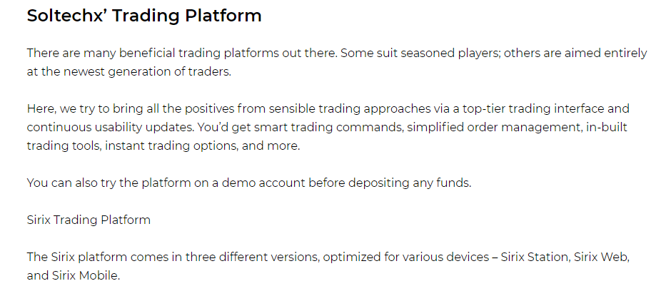 Soltechx’s Trading Platform 