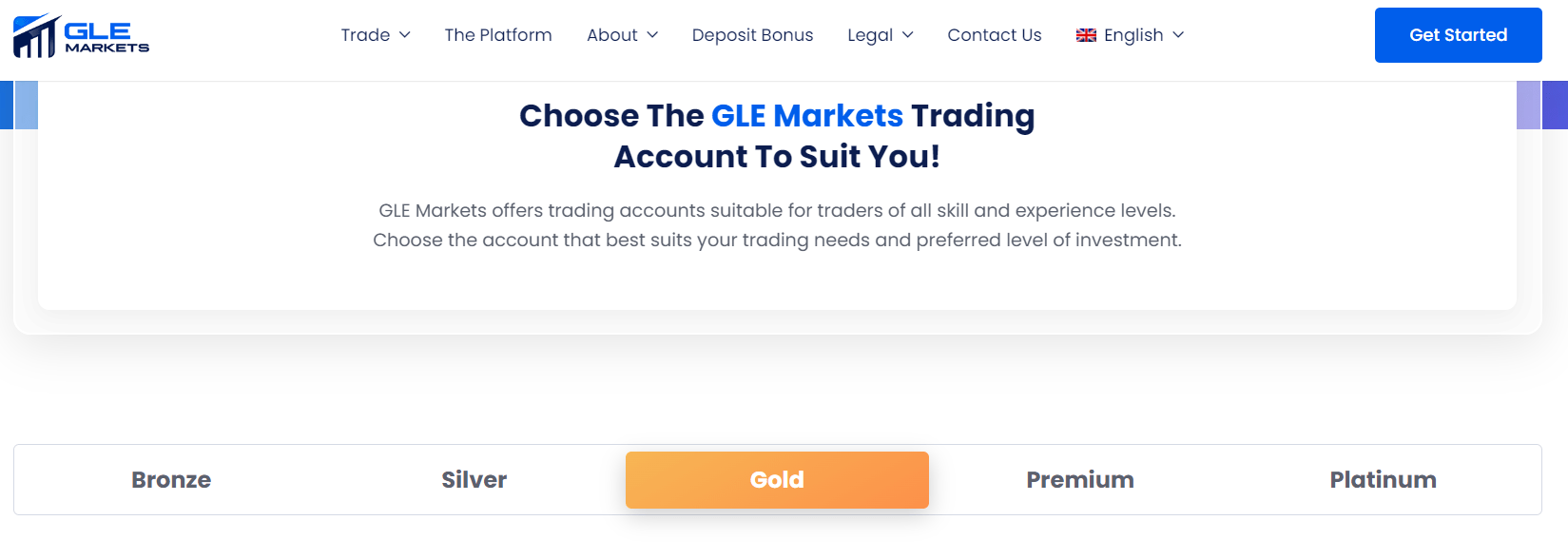 Choose the GLE Markets trading account to suit you 
