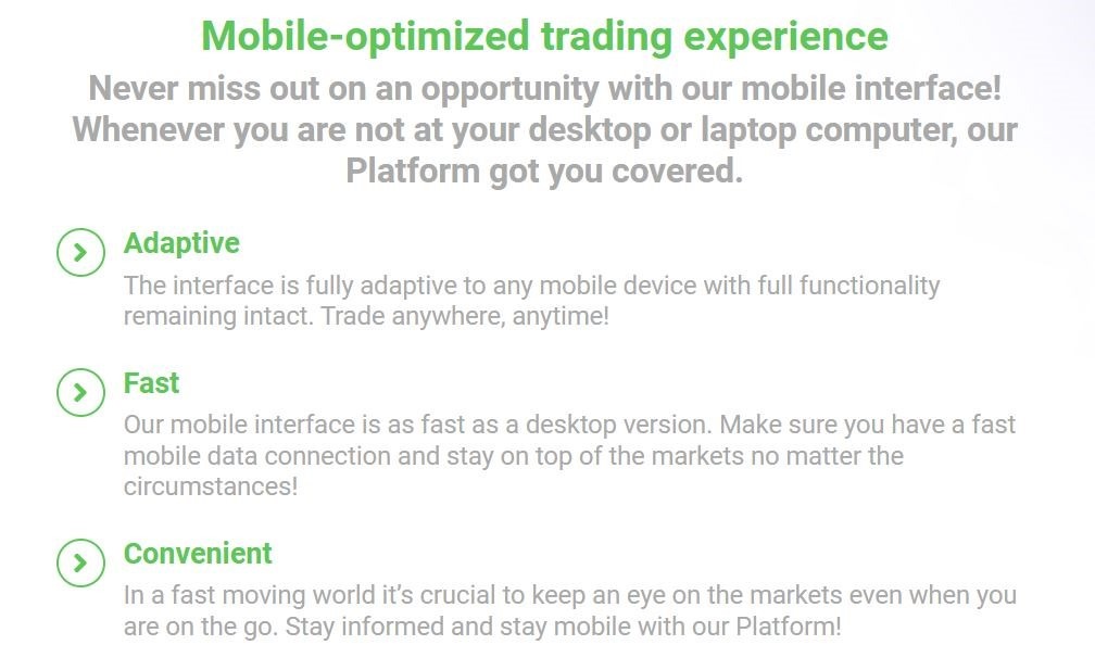 mobile-optimized trading expirience