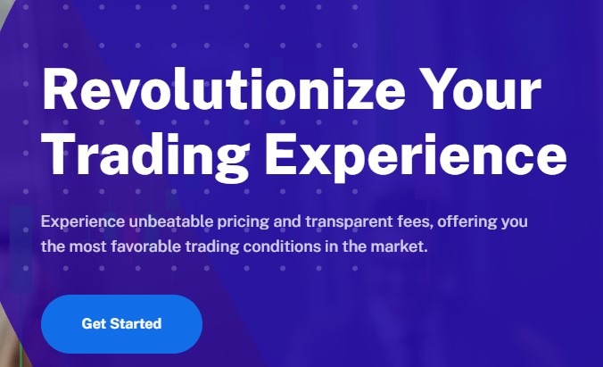 AGlobalTrade Review: Promotional image with the headline 'Revolutionize Your Trading Experience', highlighting unbeatable pricing and transparent fees, and a 'Get Started' call-to-action button for favorable trading conditions.